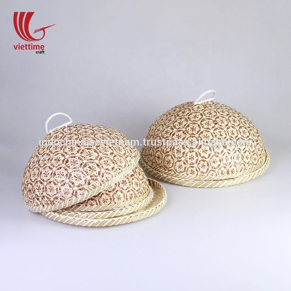 Bamboo food tray with cover, bamboo food cover made in Vietnam wholesale