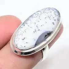 dendritic agate ring oval round pear square fancy rectangle mix shape natural gemstone stone cabochon 925 sterling silver