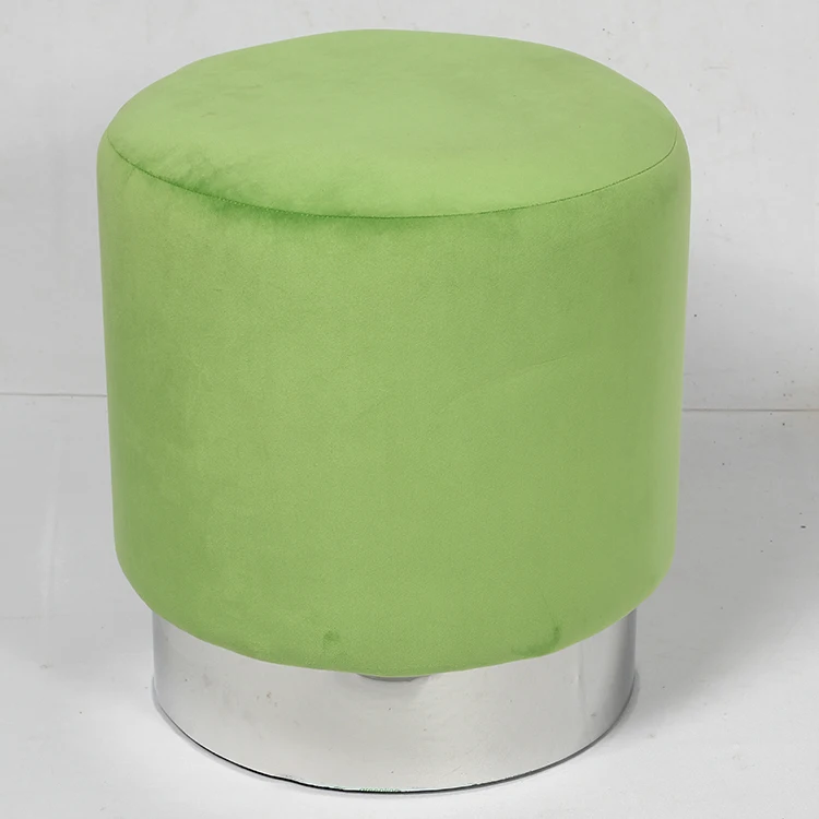 
Upholstered seat yellow big round foam velvet pouf ottoman 