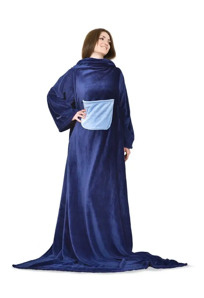 KANGURU DELUXE MIDNIGHT FLEECE BLANKET WITH SLEEVES WITH POCKET