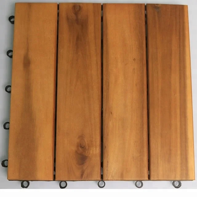 Interlocking Removable snap Acacia Teak look Deck tiles Outdoor floor wood Decking plastic base Vietnam quality