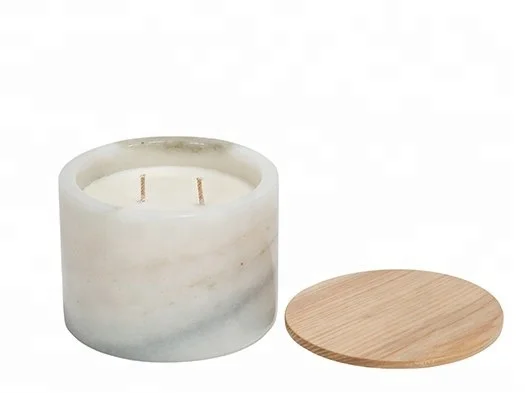 Marble Jars With Wooden Lid Wax Candle Jar