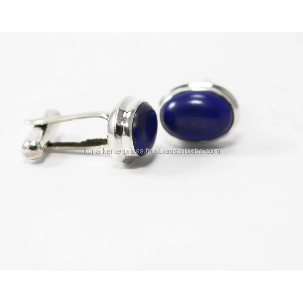 Мужские Запонки ручной работы из серебра 925 пробы с лазуритом