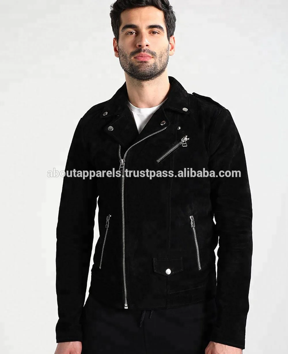 2022 New Stylish cheap customized black Color Leather Suede Bomber Jackets