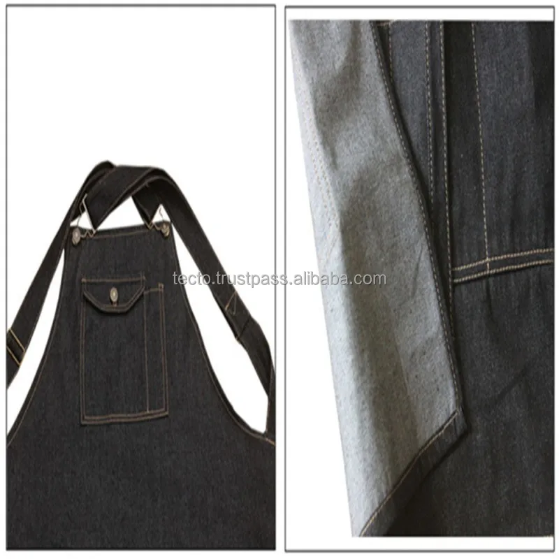Barber Denim Aprons Black Hairdressing Salon Aprons customized logo With Pockets Unisex Barber Shops Aprons