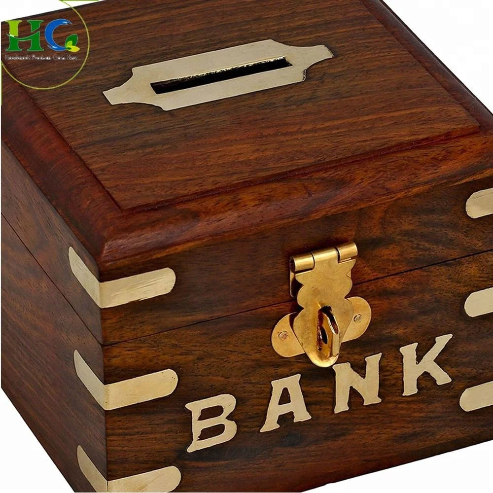 Wooden Square Shape Money Bank/Piggy Bank/Coin Bank