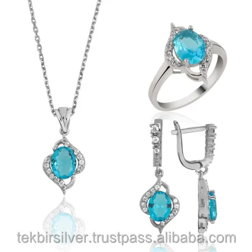 Wholesale Silver 925 Zircon Set ring Earring and Pendant