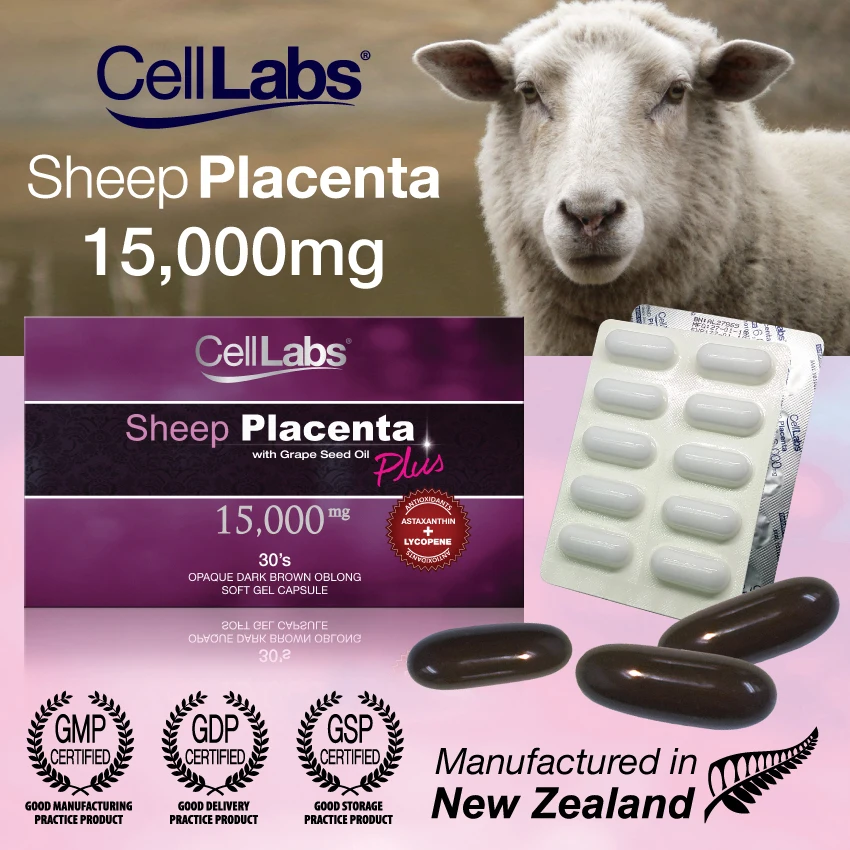Distributor Price GMP Standard New Zealand Sheep Placenta Softgel Capsule Skin Whitening Anti-aging Product with Stem Cell