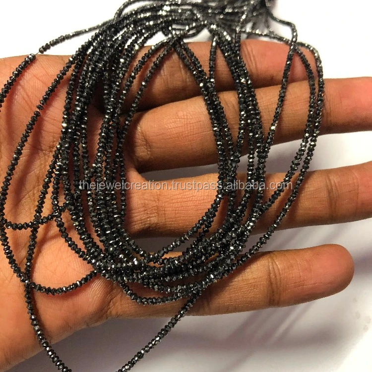 Natural Black Diamond Precious Faceted Beads 10 Carat Size from Manufacturer at Wholesale Factory Price Per Carat 2mm 3mm