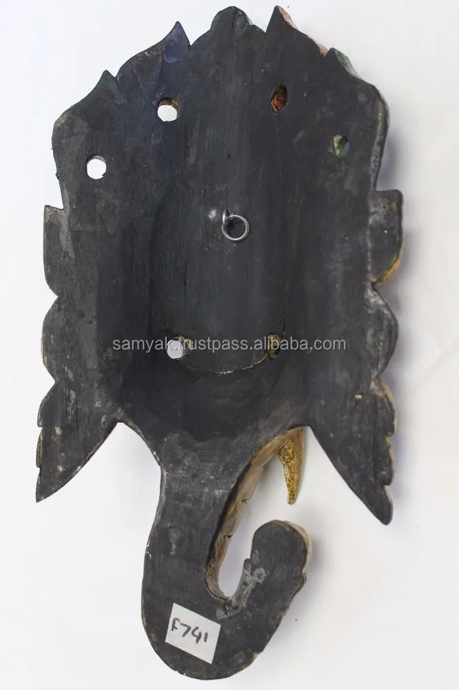 Wooden Hindu God Lord Ganesh Mask | Woodcarving- Hand Crafted | Wall Hanging| Home Decor