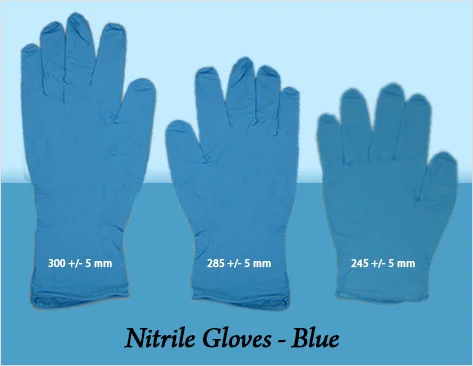 Синие нитриловые одноразовые перчатки