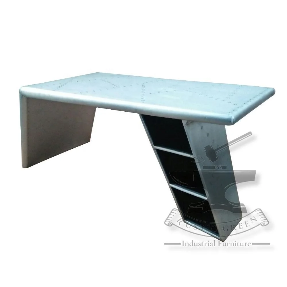 Modern Aviator Wing Desk Antiqued Design Durable Aluminium Furniture for Office School Living Room and Outdoor Use