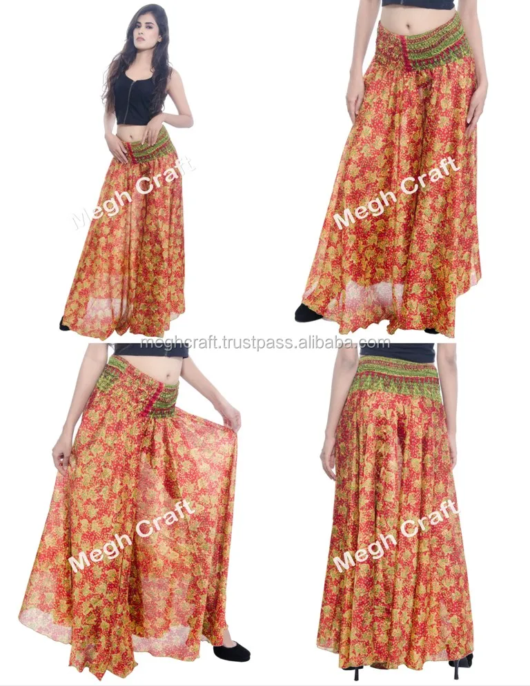 Fashionable Belly Dance Trousers Skirt / Flower Print silk Trouser Skirt/Tribal belly dance Costume trousers pants