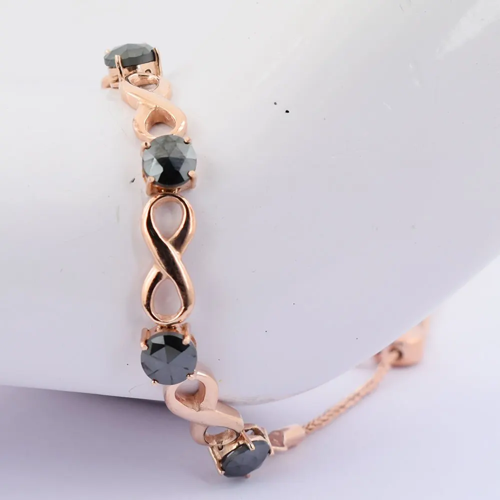 Fashion Women Jewelry Black Diamond Infinity Bracelet In Rose Gold 6.00 Cts