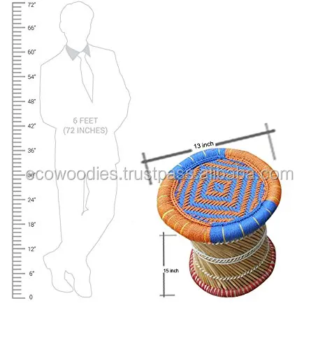 Modern Low Ottoman Sitting Stool Handicraft Living Room Home Kitchen Counter Indoor/Outdoor Balcony Terrace Garden Lawn Patio