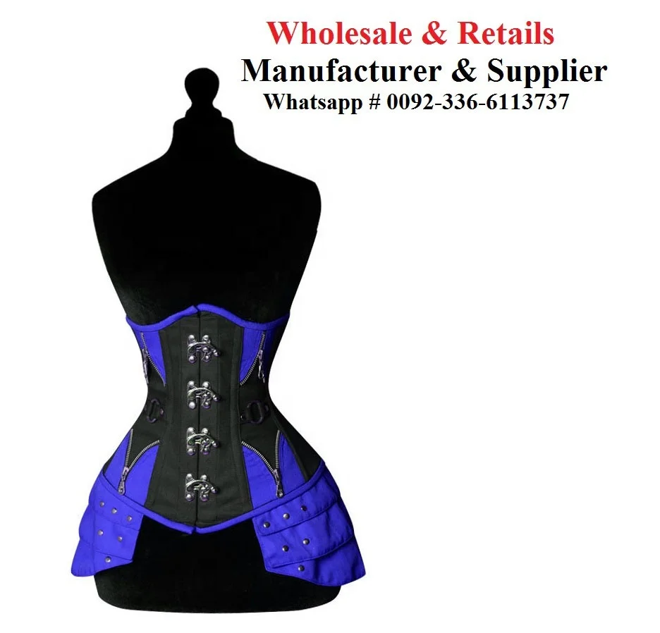 Underbust Cotton Gothic Corset, Steelboned Extreme Curvy New Design Gothic And Steampunk Cotton Corset Vendors