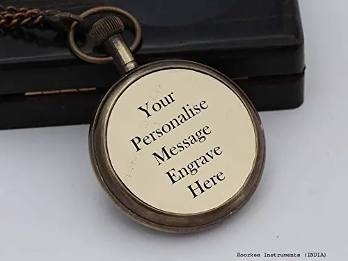 Personalized Pocket Watch with Presentation Box Vintage brass pocket watch movement quartz custom logo oem