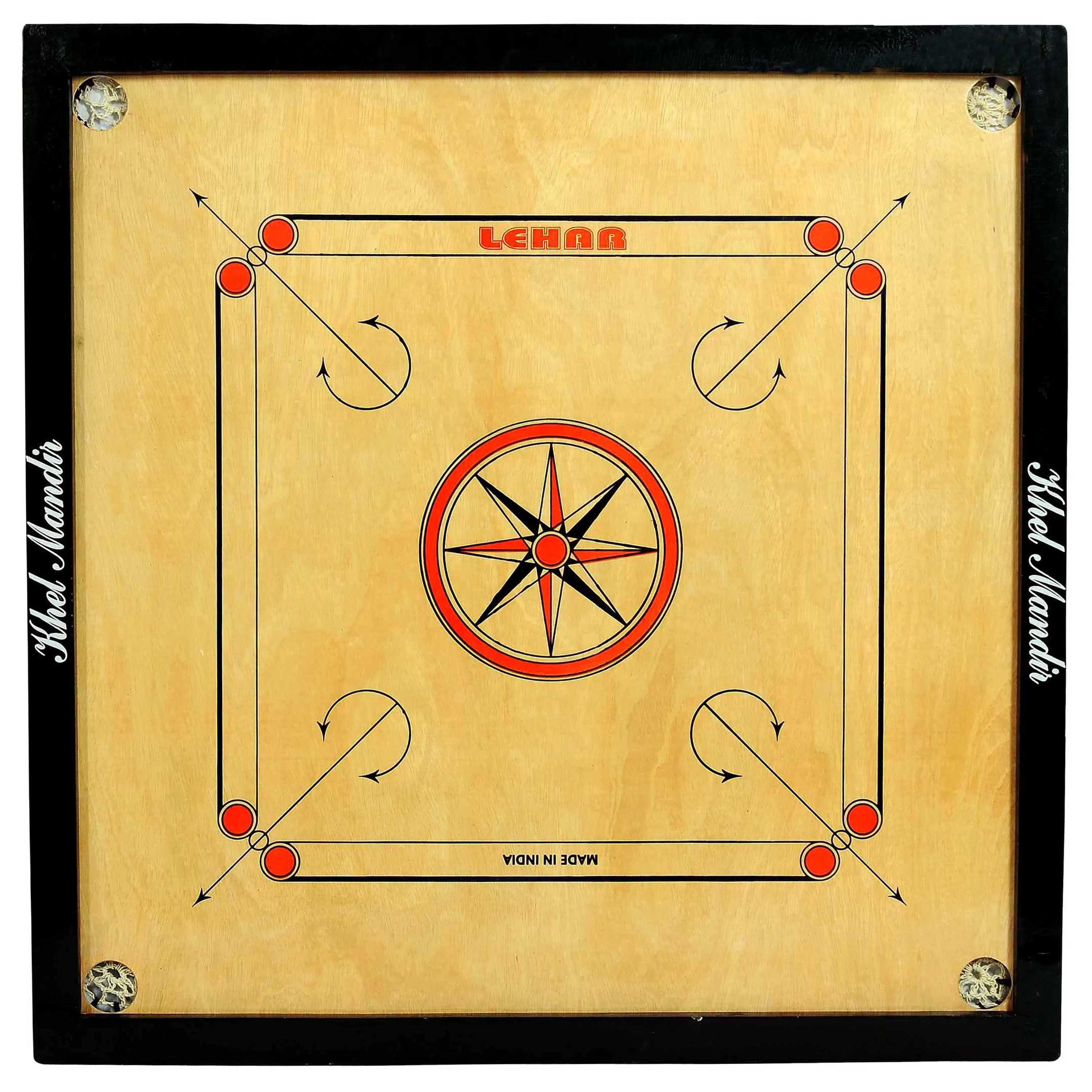 Natural wooden carrom board 4 mm plywood playing surface 29 x 29 inches hardwood border gloss coating