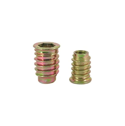 Hex thread insert nut for wood furniture insert molding