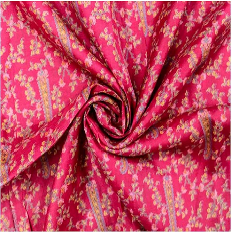 Handmade Silk Saree Pink Printed Sari Craft Ethnic Fabric Sarong sari