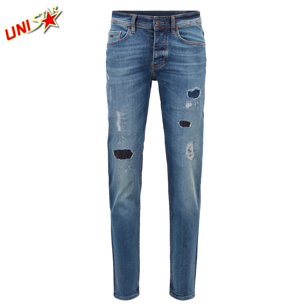 Skinny Ripped Fancy Unbranded Biker Jeans 2 OEM Denim Designer Wholesale Authentic Men Monkey White Bleach Light Western STREET