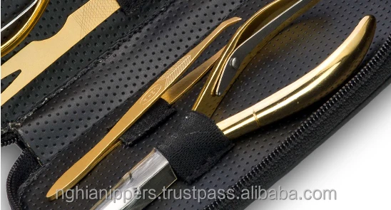 Fashion gold nail manicure set with Leather case MD-32 Grooming Kit Manicure Set Pedicure Toe Nail Art Tools Set Kits