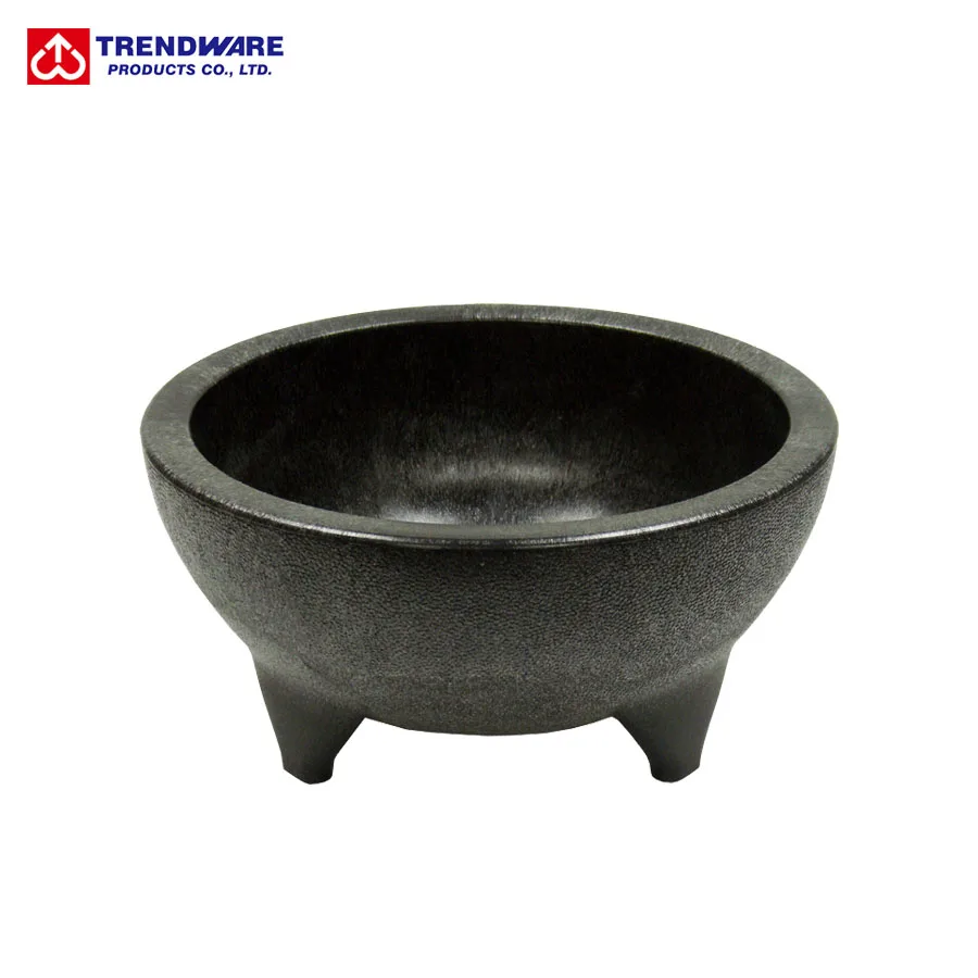 
Mexican Molcajete Style Serving Dish Black Plastic Salsa Bowl 