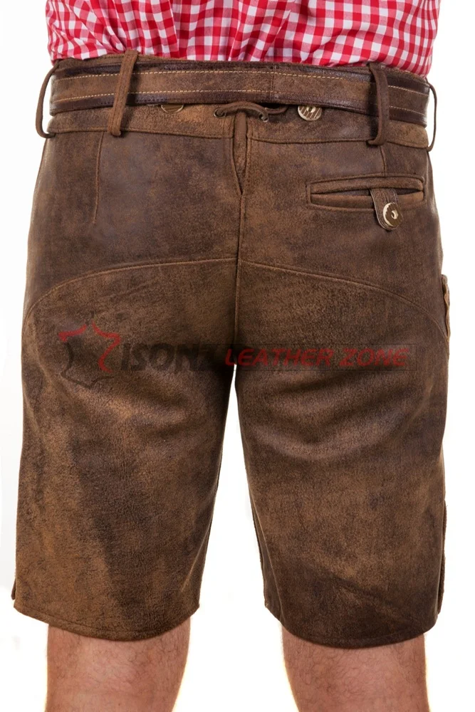 German and Austrian Lederhosen Long and Pant Short Distressed Leather Vintage Look Embroideries Traditional Best Bavarian Shorts