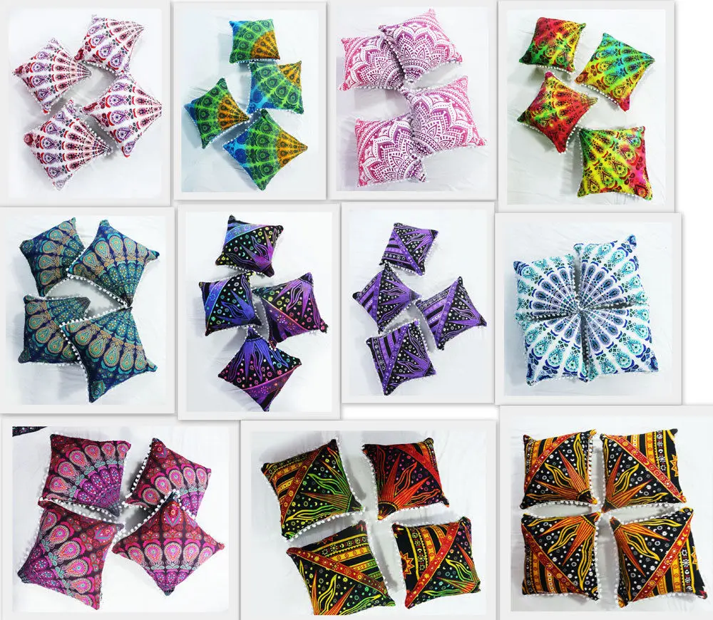 Cushion Cover Cotton Peacock Mandala Multiple Color Sofa Set Cushion Cover Beautiful Multiple Color