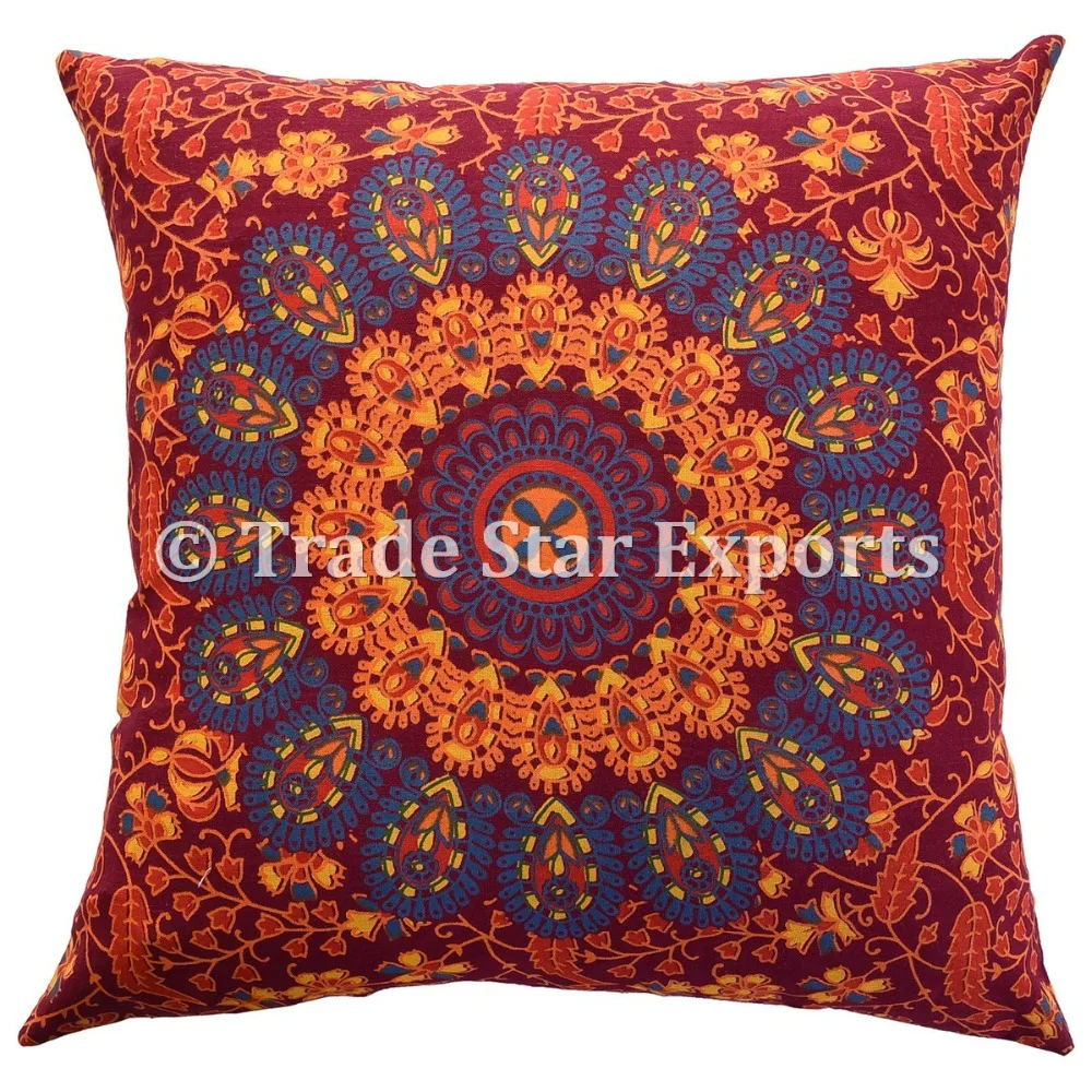 Indian Mandala Cushion Cover Ethnic Cotton Fabric Printed Pillow Cover