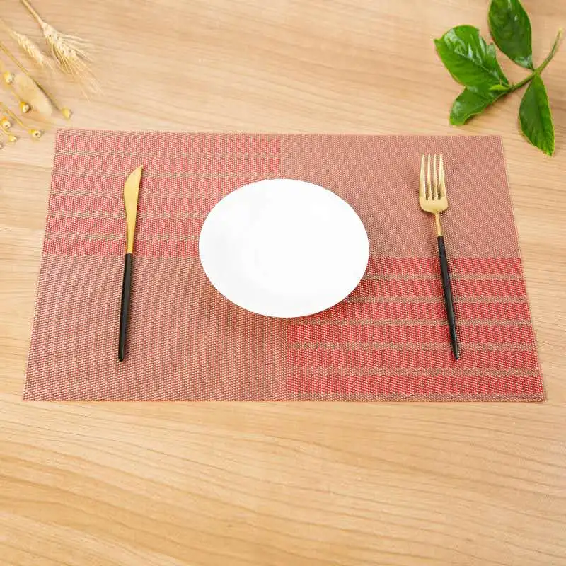 Good quality pvc woven vinyl material modern design table mat
