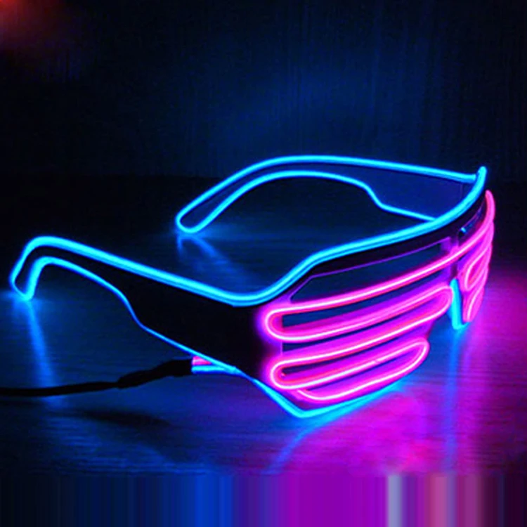 Party Dance DJ Light Up Costumes Glow in Dark LED glasses EL shutter style cool Neon Sunglasses
