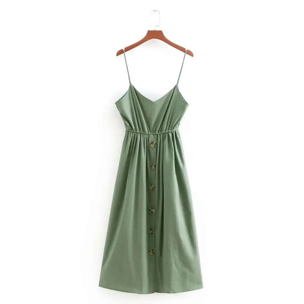Летнее Повседневное платье на бретельках на пуговицах; Платье трапециевидной формы для женщин с галстуком-бабочкой-C лентой; Обувь на шнуровке