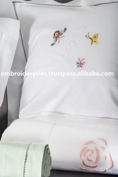 Butter fly hand embroidery 100% cotton bed sheet