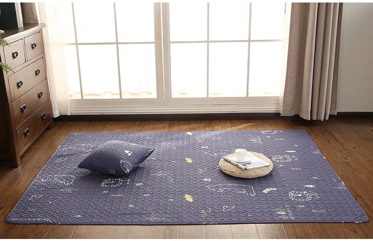 
Nordic Bear Printed Cotton Quilted Custom Size Floor Mat 