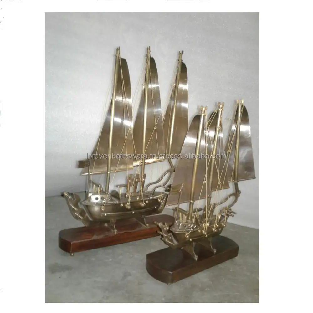 vintage brass ship model