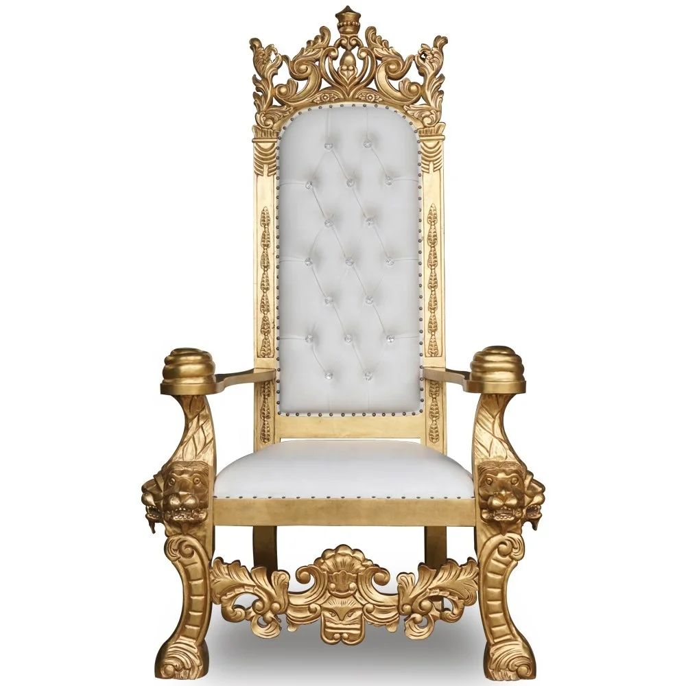 Hot Sale High Back King Solomon Throne Chairs Luxury Royal Wedding Chair for Groom and Bride for Dining and Hotel Use