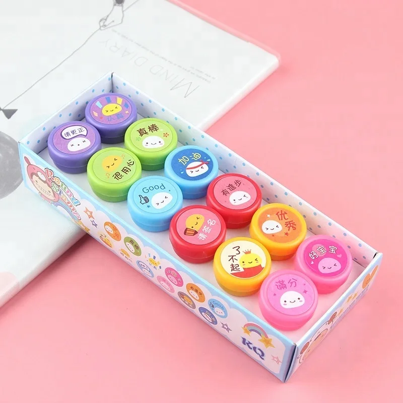 Factory Custom children toy stamp/Letter and digits toy round model stamps