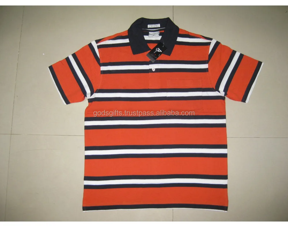 Polo T-Shirt Stripes design oem polo customized polo cheap direct export indian manufacturer tirupur bamboo cotton online sale
