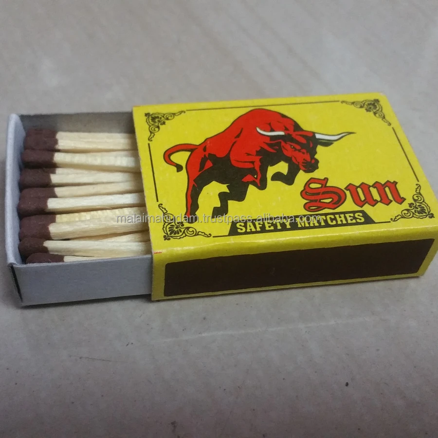Premium Quality Safety Matches Black & Colorful Stick Match Sticks in Wooden Box for Kitchen Use