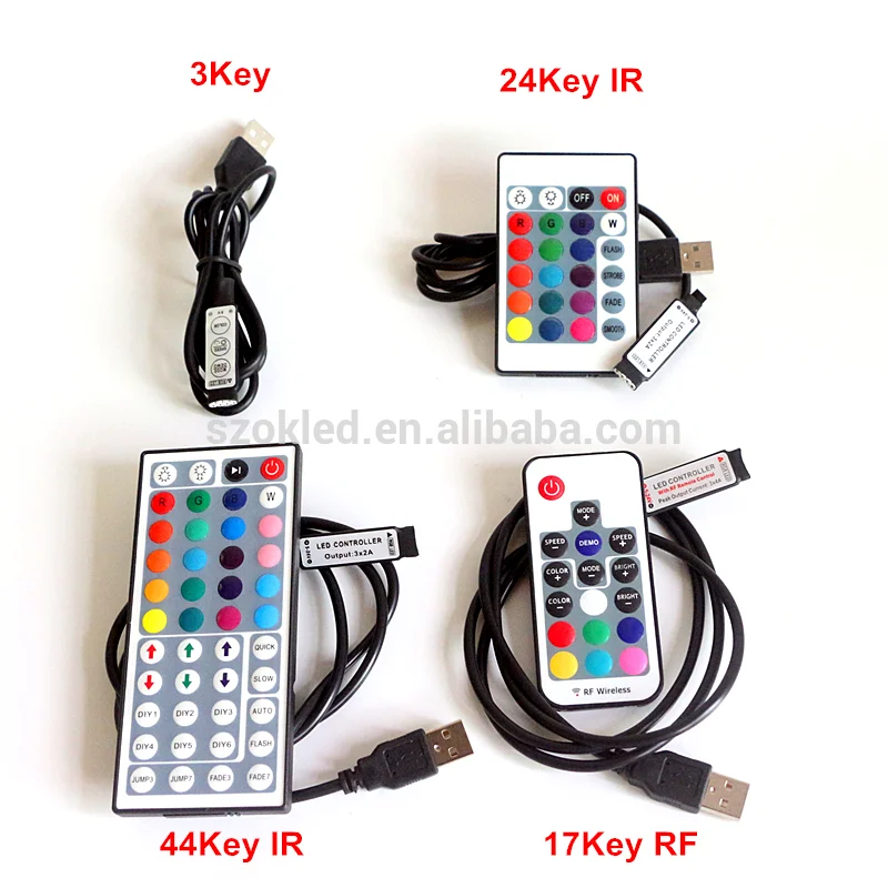  DC5V-24V 3 клавиши/24 клавиши 17 клавиш/44 RF беспроводной мини-пульт дистанционного управления для RGB светодиодной ленты USB светодиодный контроллер