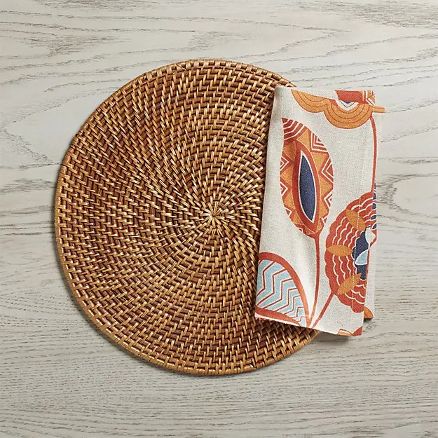 
Novelty round woven rattan placemat - handmade placemat 