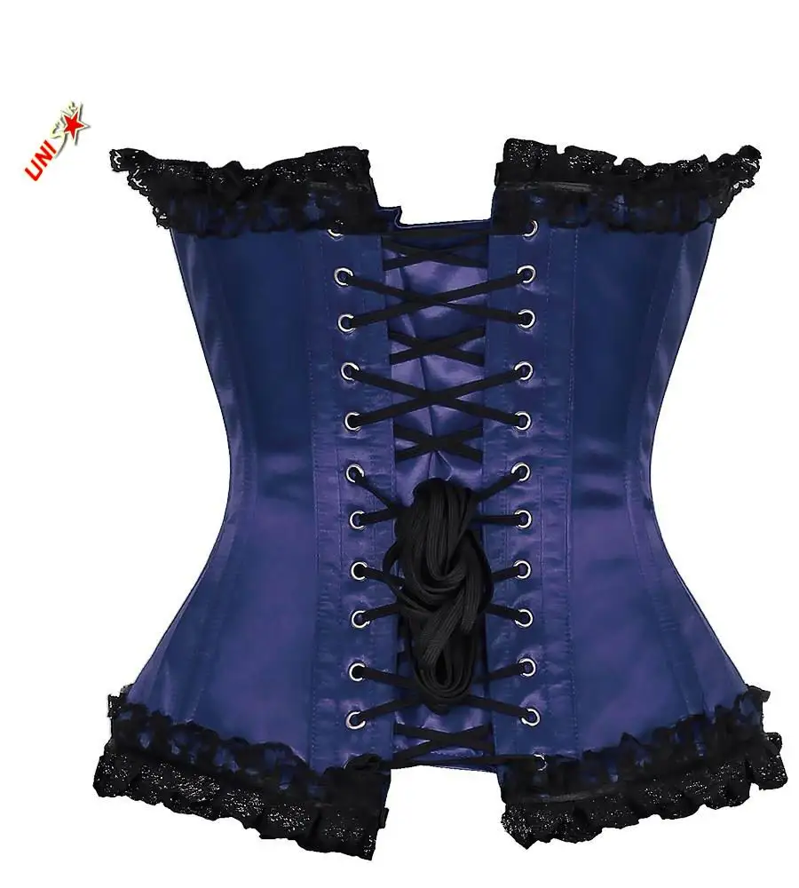 Dark Blue Satin Overbust Corset