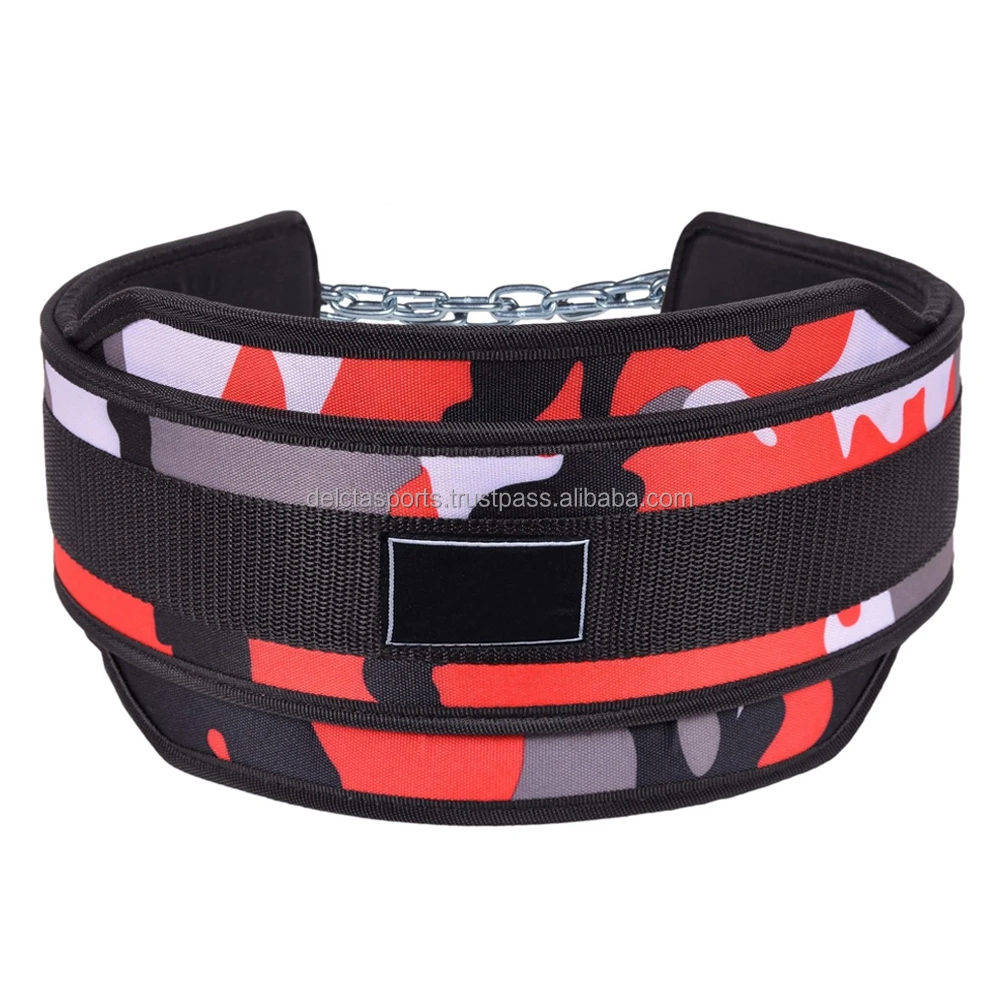 High Quality Weight Lifting Dipping Training Belt With Chain Neoprene Gym Fitness Workout Double Support Brace