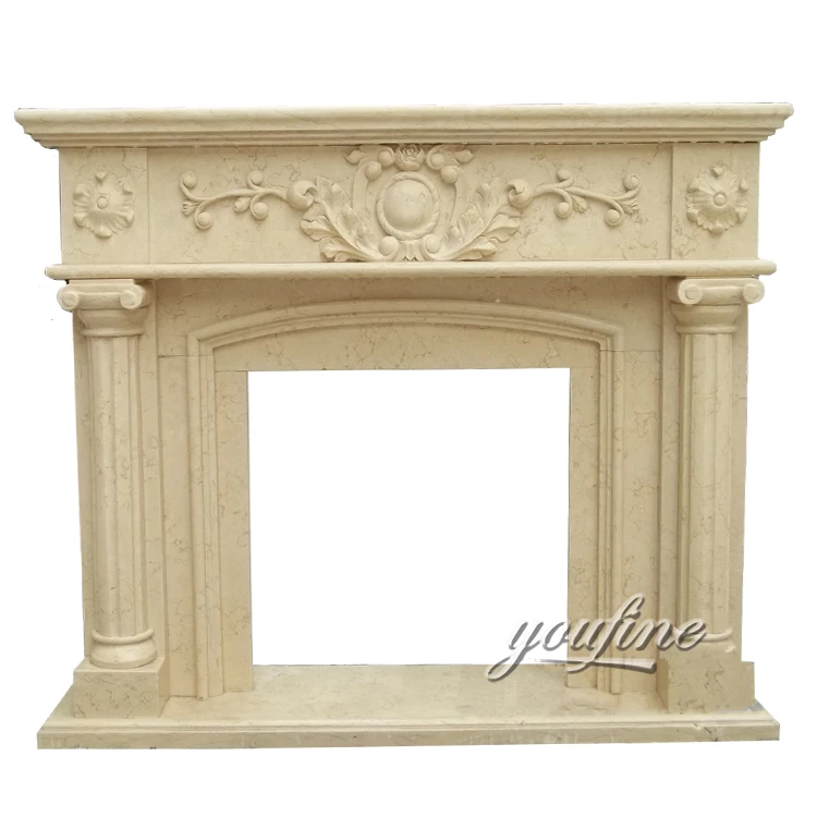 Exquisite Hand Carved Antique Marble Electric Fireplace