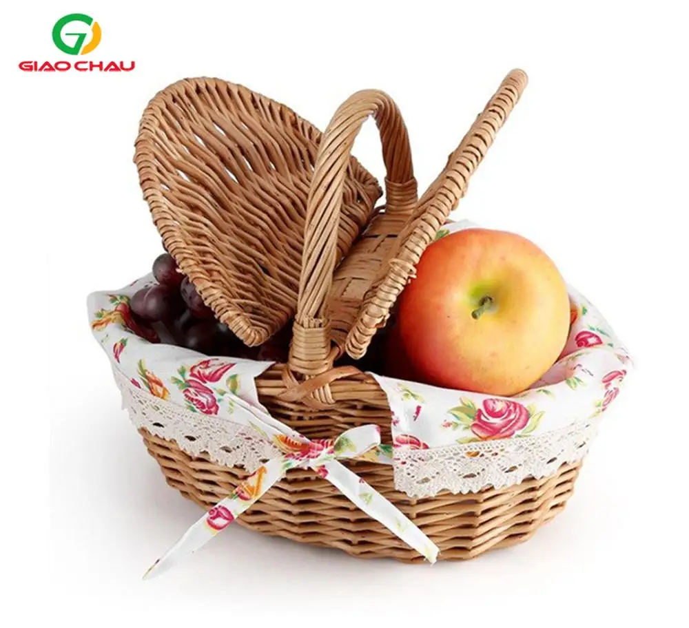 Корзина для пикника из ротанга, хранилище для фруктов из ротанга, корзины для еды и хлеба