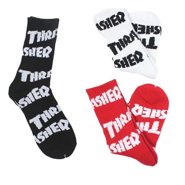 XIANGHUI Letter Printed Long Hip Hop Happy Skate Unisex Calcetines socks