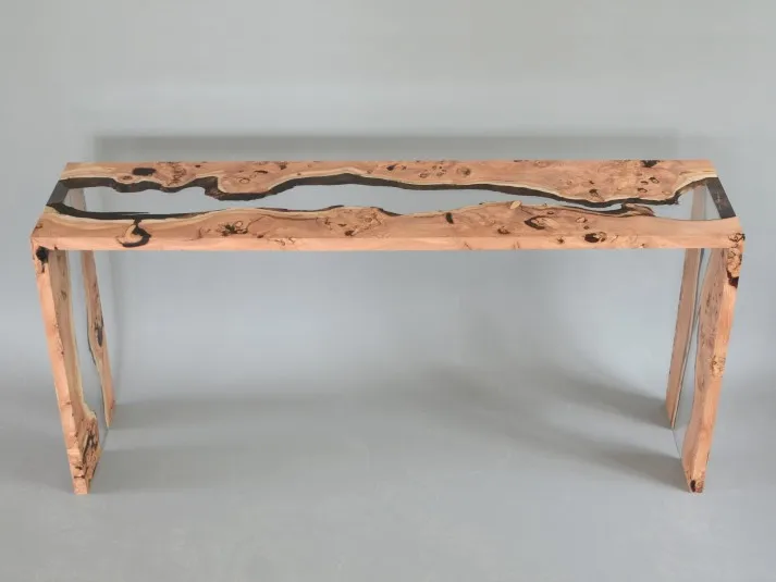Indian Design Epoxy Resin Wooden Avalanche Console Table
