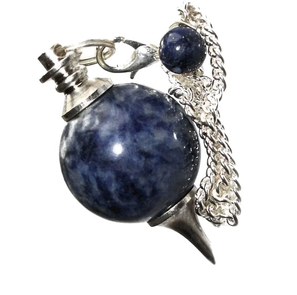 Latest Sodalite Round Ball Pendulum Comes With Healing Stone Chakra Stone For Emf Protection Used As Chakra Pendulum