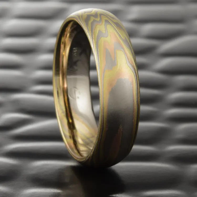 Трехцветные Mokume мужское обручальное кольцо